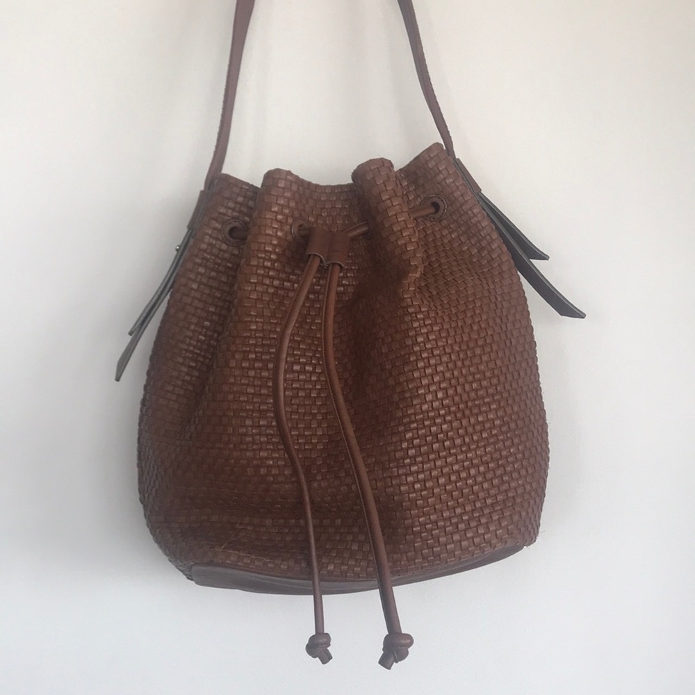 Cole Haan Woven Drawstring Bucket Bag